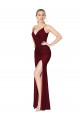 Chiffon V-Back Long V-Neck Burgundy Mermaid Formal Dress
