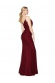 Chiffon V-Back Long V-Neck Burgundy Mermaid Formal Dress
