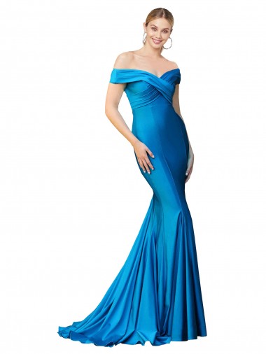 Online Satin Long Off the Shoulder Mermaid Formal Dress Canada