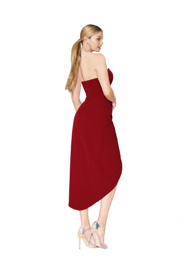 Stretch Crepe Knee Length Sweetheart Mermaid High Low Formal Dress