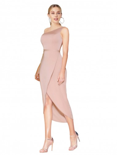 Online Stretch Crepe Knee Length One Shoulder Mermaid Formal Dress Canada
