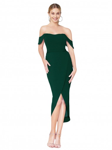 Online Stretch Crepe Knee Length Off the Shoulder Mermaid High Low Formal Dress Canada