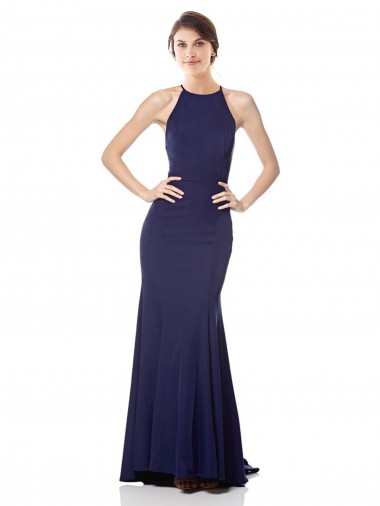 Online Stretch Crepe Long Halter Neck Mermaid Formal Gowns Canada