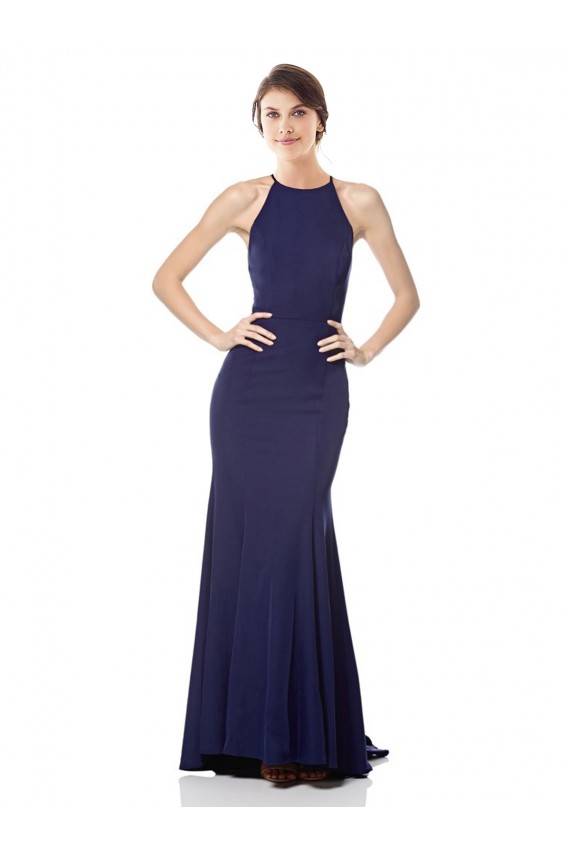 Stretch Crepe Long Halter Neck Mermaid Formal Gowns