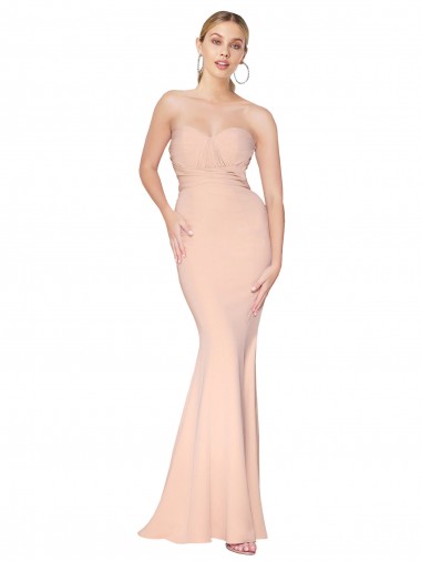 Online Stretch Crepe Long Sweetheart Nude Mermaid Formal Dress Canada