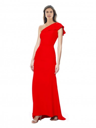 Online Stretch Crepe Long One Shoulder Red Mermaid Formal Dress Canada
