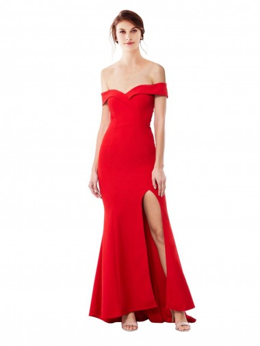 Online Stretch Crepe Long Off the Shoulder Mermaid Formal Dress Canada
