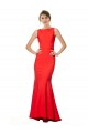 Stretch Crepe Open Back Long Halter Neck Mermaid Formal Dress