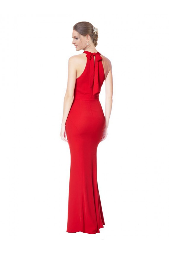 Stretch Crepe Long Halter Neck Mermaid Formal Dress
