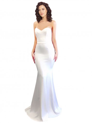 Online Stretch Crepe Low Back Long Sweetheart White Mermaid Formal Dress Canada