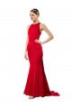 Stretch Crepe Open Back Long Halter Neck Mermaid Formal Dresses