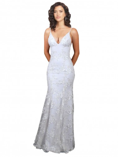 Online Stretch Crepe & Sequin Tulle Backless Long V-Neck White Mermaid Formal Dress Canada
