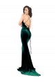 Stretch Velvet Low Back Sweep Train High Neck Mermaid Formal Dress