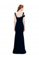 Stretch Crepe Long Off the Shoulder Dark Navy Mermaid Formal Dress