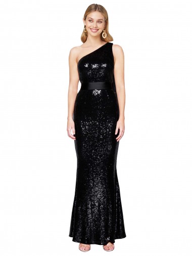 Online Sequin Long One Shoulder Mermaid Formal Dress Canada