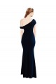 Stretch Crepe Long One Shoulder Dark Navy Mermaid Formal Dress