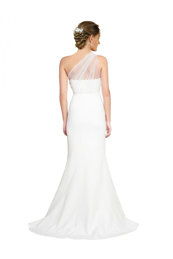 Stretch Crepe & Tulle Sweep Train One Shoulder Mermaid Formal Dress