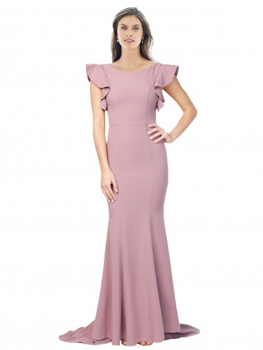 Online Stretch Crepe Low Back Sweep Train Round Neck Mermaid Formal Dress Canada
