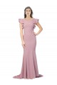 Stretch Crepe Low Back Sweep Train Round Neck Mermaid Formal Dress
