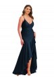 Silky Satin Long Spaghetti Straps Mermaid High Low Plus Size Formal Dress