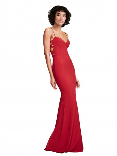 Online Stretch Crepe Long Spaghetti Straps Mermaid Formal Gowns Canada
