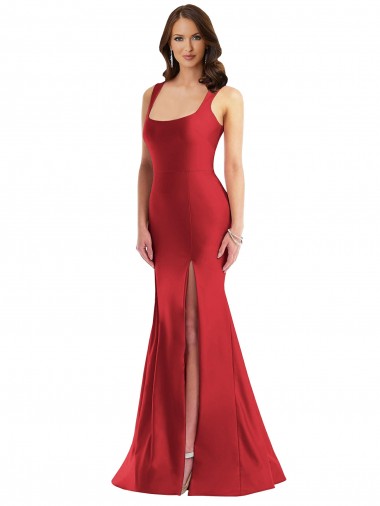 Online Silky Satin Long Square Neck Mermaid Formal Plus Size Formal Dress Canada