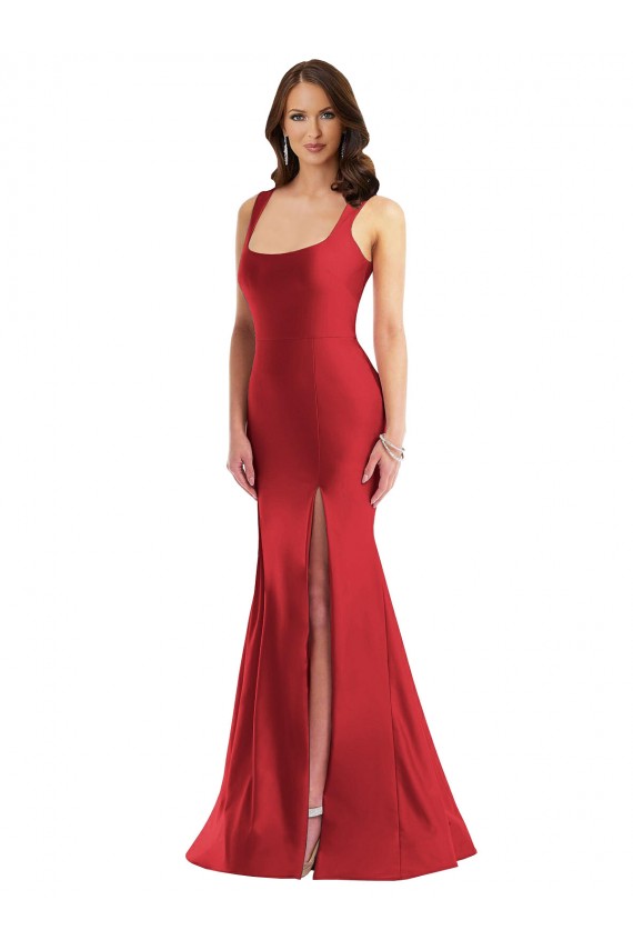 Silky Satin Long Square Neck Mermaid Formal Plus Size Formal Dress
