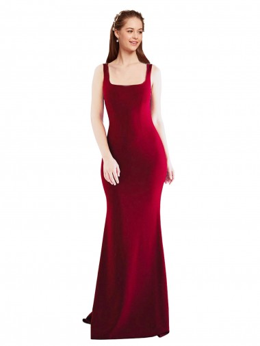 Online Stretch Crepe Long Square Neck Mermaid Formal Dress Canada