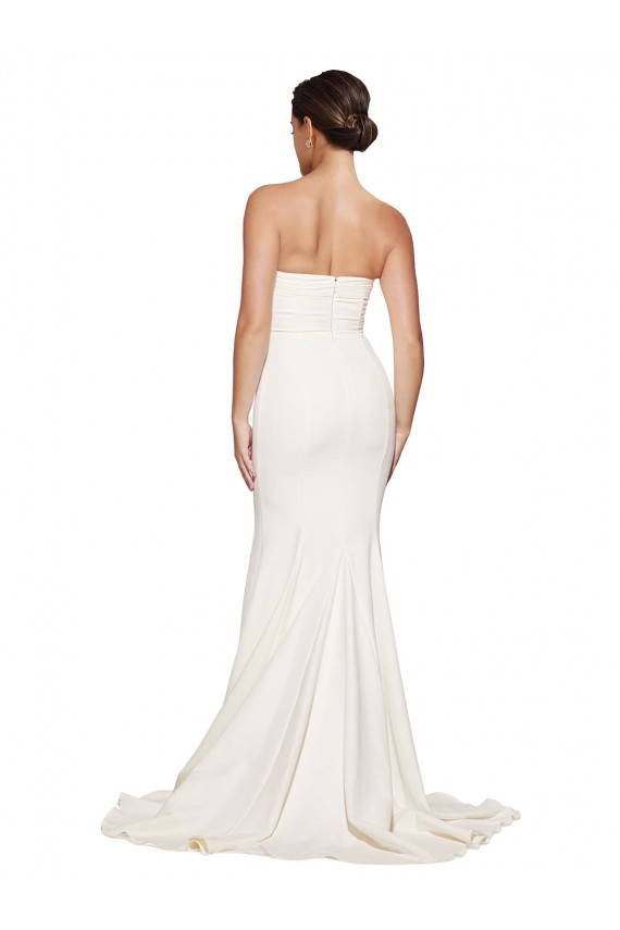 Stretch Satin Low Back Sweep Train Cowl Neck Mermaid Formal Dress