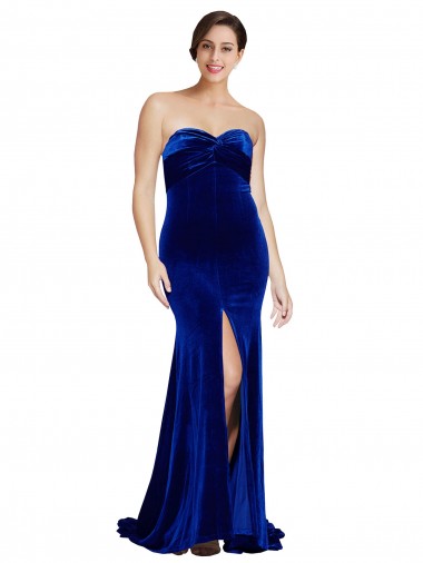 Online Stretch Velvet Low Back Sweep Train Sweetheart Mermaid Formal Dress Canada