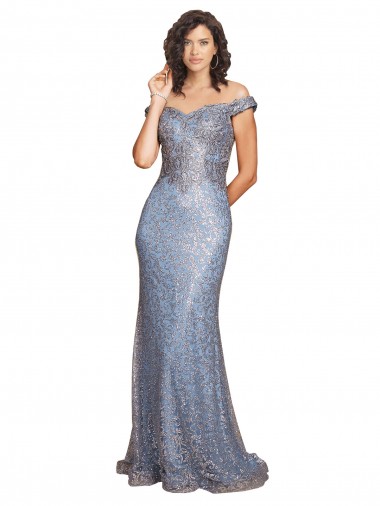 Online Sequin Long Off the Shoulder Mermaid Formal Dress Canada