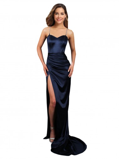 Online Stretch Satin Long Sweetheart Mermaid Formal Dress Canada
