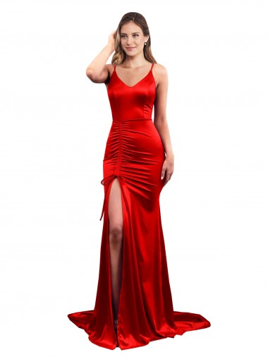Online Stretch Satin Low Back Long Sweetheart Mermaid Formal Dress Canada