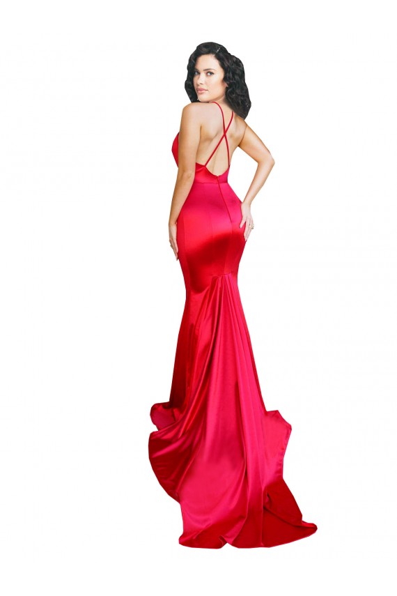 Stretch Satin Low Back Long Sweetheart Mermaid Formal Gowns