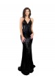 Sequin Criss Cross Open Back Long V-Neck Mermaid Black Tie Formal Dress