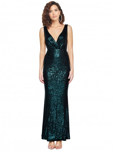 Online Sequin Long V-Neck Mermaid Formal Dress Canada