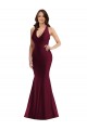 Silky Satin Open Back Long V-Neck Mermaid Formal Plus Size Formal Dress