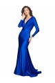 Silky Satin V-Back Long V-Neck Royal Blue Mermaid Formal Dress