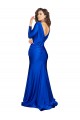Silky Satin V-Back Long V-Neck Royal Blue Mermaid Formal Dress