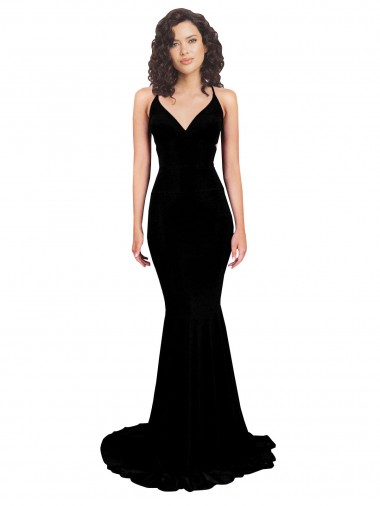 Online Spandex Open Back Long V-Neck Mermaid Formal Dress Canada
