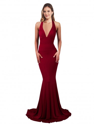 Online Spandex Open Back Long Halter Neck Mermaid Formal Dress Canada