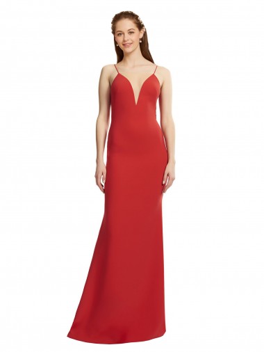 Online Stretch Crepe Open Back Long Spaghetti Straps Mermaid Formal Dress Canada