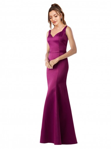 Online Satin Open Back Long Bateau Neck Sheath Black Tie Formal Dress Canada