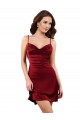 Silky Satin Criss Cross Open Back Midi Length Cowl Neck Sheath Formal Dress