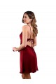 Silky Satin Criss Cross Open Back Midi Length Cowl Neck Sheath Formal Dress