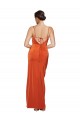 Stretch Satin Criss Cross Back Sweep Train Spaghetti Straps Sheath Formal Dress