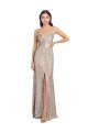 Sparkling Sequin V-Back Long V-Neck Sheath Formal Dress