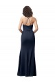 Stretch Crepe Criss Cross Back Long Spaghetti Straps Sheath Formal Dress