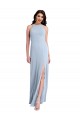Stretch Crepe Criss Cross Open Back Long Halter Neck Sheath Formal Dress