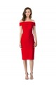 Stretch Crepe Cocktail Length Off the Shoulder Sheath Formal Dress